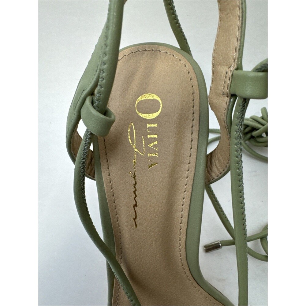 Olivia Ferguson Square Toe Ankle Strap Sandals Heels Size 7 Pistachio Green - Picture 2 of 8